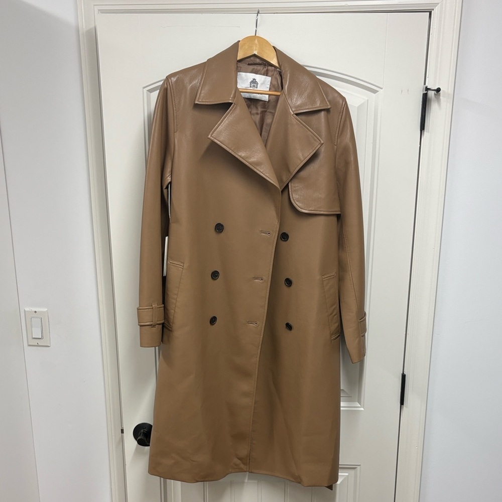 NWT Babaton Beige Faux Leather Trenchcoat